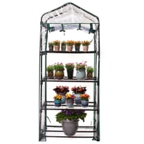 R687 4-Tier Mini Greenhouse, 27" Long x 18" Wide x 63" High,Black