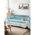 thumbnail image 3 of Teal Nordic Style Stripes Couch Cover for Dogs, Turquoise Texture Washable Sofa Covers Slipcover for Pets Dogs Futon Cover, Couch Recliner Covers, Oversized Chair Slipcover 71"x91", 3 of 9