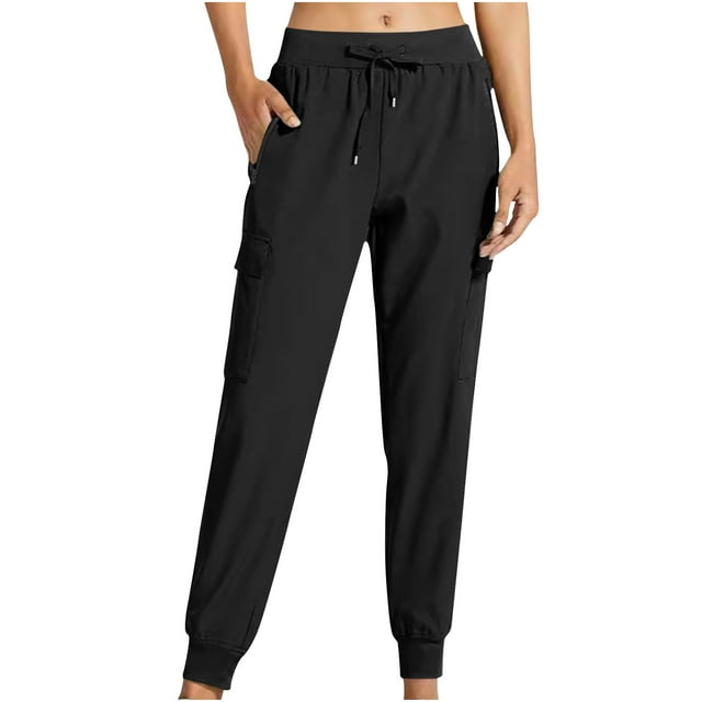 AherBiu Pantalon de Randonnée pour Femmes à Cordon, Séchage Rapide, Léger, Couleur Unie, Joggers, Automne, Athlétique, Course, Gym