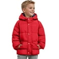thumbnail image 2 of Karoyedx Jackets for Kids Boys Boys Puffer Jacket - Wind Water Resistant Polar Fleece Lined Boys Winter Coat - Cozy Kids Jacket with Sherpa Lined Hood Red Size,3-4 Years, 2 of 7