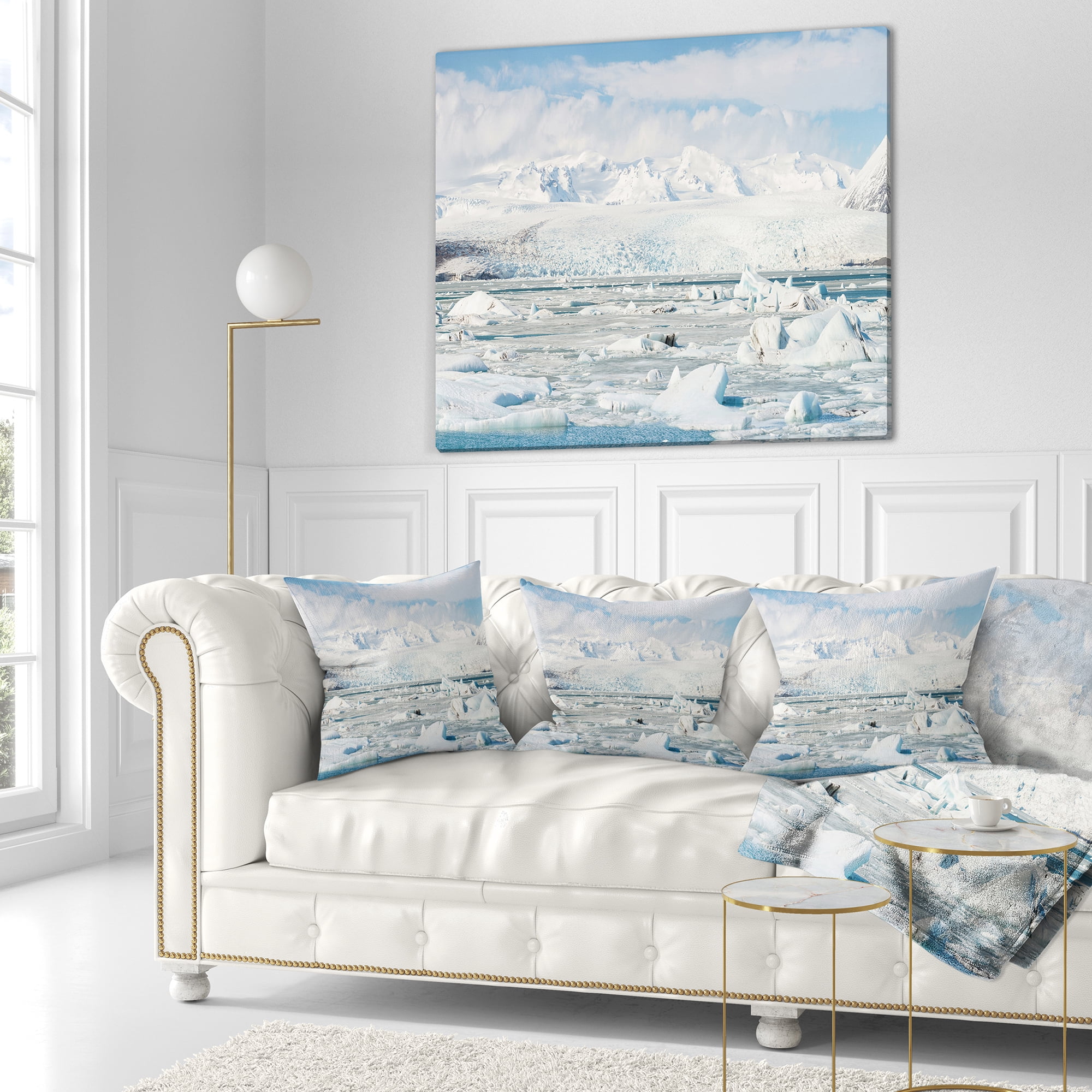 Designart Vatnajokull Glacier in Iceland - Landscape Printed Throw Pillow - 16x16