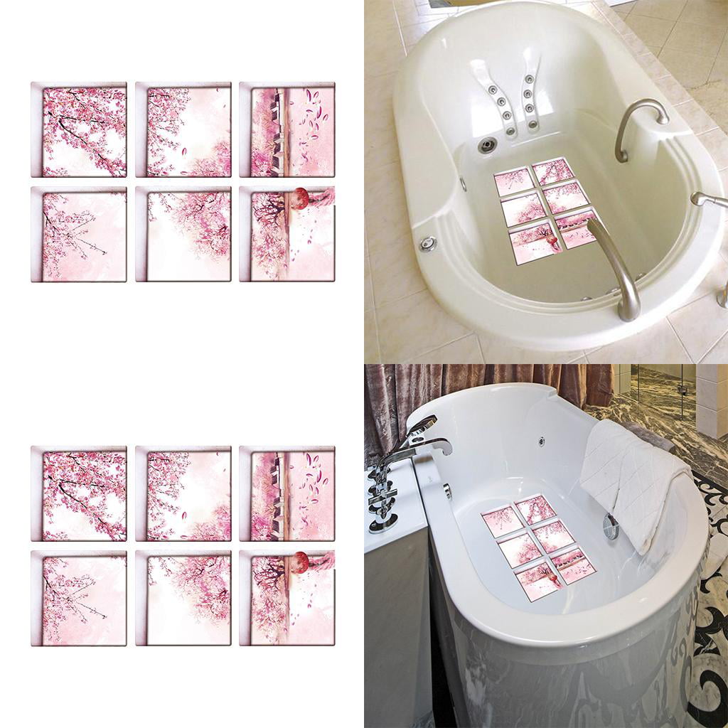 F Fityle Pack of 12pcs Non-slip Bathtub Safety Stickers Antislip PVC Bath Tattoos Decals Appliques with 3D Printings Square 5x5inch Bath Tub as described Showers Flower 