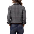 thumbnail image 3 of Fall Jackets For Women Plaid Lapel Collar Button Up Long Sleeve Cropped Shacket Casual Fall Trendy Outerwear Short Jacket With Pockets, 3 of 4