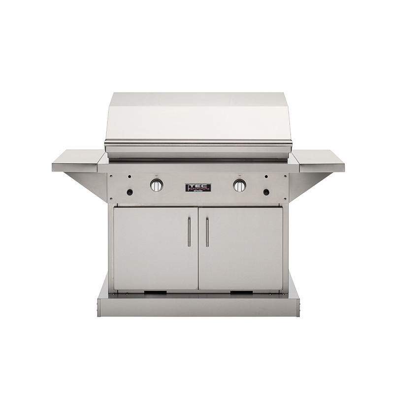 TEC Patio 2 FR Infrared Grill on SS Pedestal w/ Shelves and Full Rack