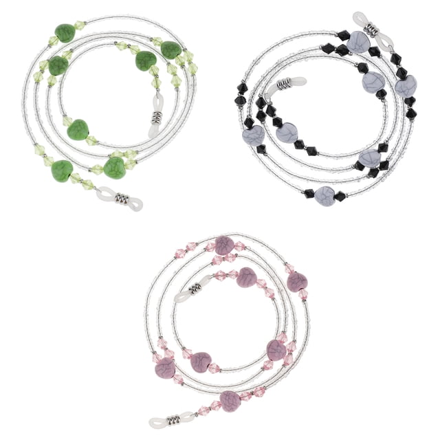 Paquete de 3 cables de correa para soporte de gafas - Collar de cadena de soporte de cadena de anteojos de acrílico premium - Cordón de cordón Fernando Partidario del collar de las gafas