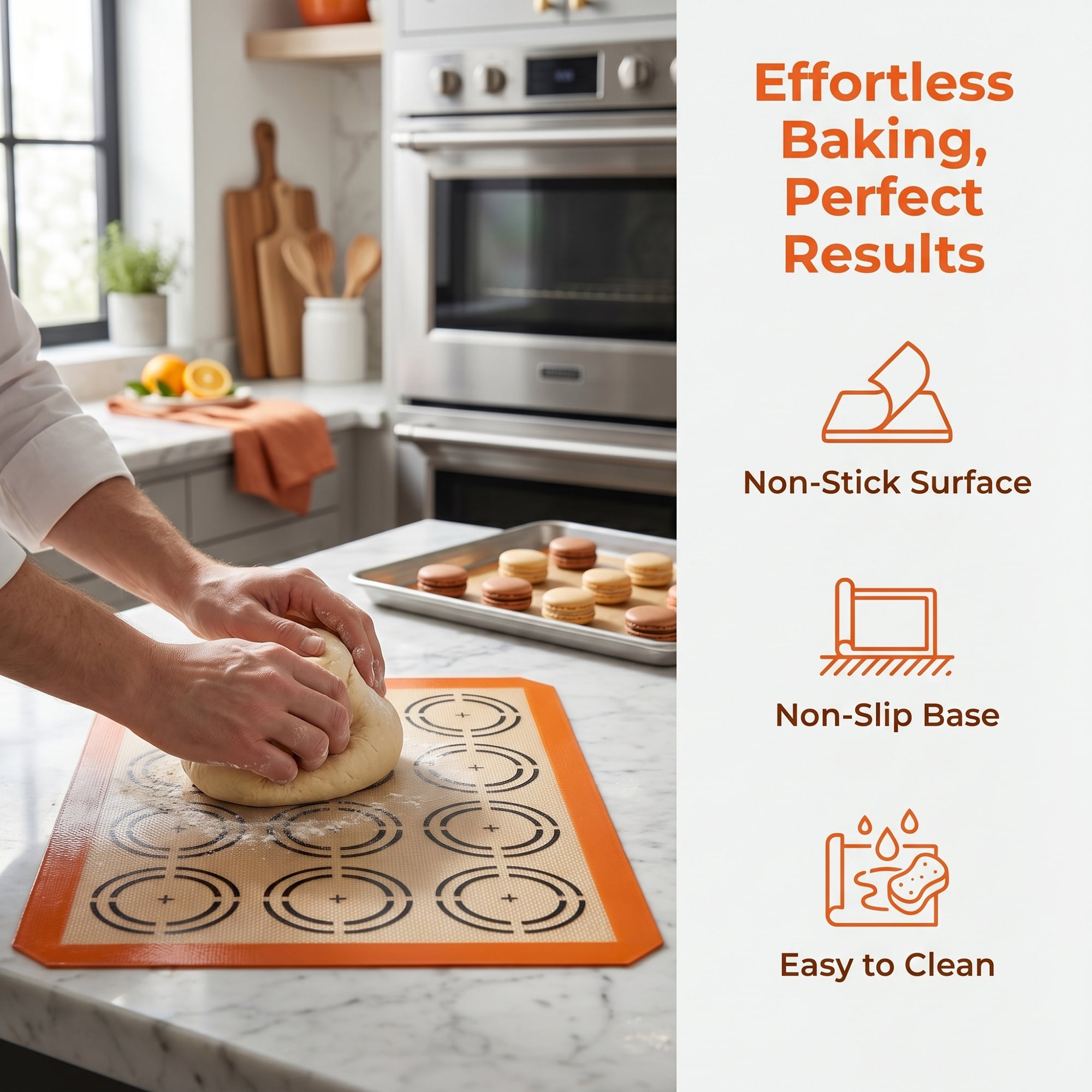 Unique Bargains Silicone Non Stick Macarons Baking Mat with Circles Yellow 16.5"x11.6"
