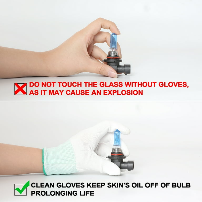 proper way to handle halogen bulb with gloves and avoid touching glass