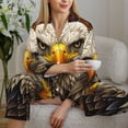 thumbnail image 5 of KLL Vintage Pattern Bald Eagle Print Women's Long Sleeve Pajamas with Pants Sleepwear Loungewear 2 Set-X-Large, 5 of 7
