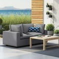 thumbnail image 2 of Modular Lounge Loveseat Deep Sofa, Sunbrella, Grey Gray, Fabric, Modern Contemporary, Outdoor Patio Balcony Cafe Bistro Garden Furniture Hotel Hospitality, 2 of 9