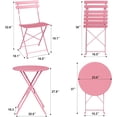 thumbnail image 2 of EastVita 3 Piece Patio Bistro Sets Outdoor Folding Bistro Set of 2 Small Colorful Bistro Coffee Table and 2 Chairs Foldable Metal Patio Furniture Set for Apartments/Porch/Deck/Balcony/Garden (Pink), 2 of 7