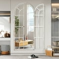 thumbnail image 2 of 71"x32" Modern Arched Foldable Window Mirror Full Length Mirror Floor Mirror,Weathered White, 2 of 7