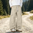 thumbnail image 2 of Men's Y2K Baggy Parachute Pants Track Pants, Quick Dry Open Bottom Wide Leg Jogger Trousers with Big Pockets Elastic Drawstring Waist for Gym Hiking Daily Casual Wear, 2 of 7
