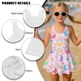 thumbnail image 4 of FOR U DESIGNS Girls One Piece Swimsuit with Skirt Comfortable Summer Swimwear Toddler Girls Swimsuit Easter Gifts for 3-13 Years, Rabbit Easter Egg Rainbow, 4 of 7