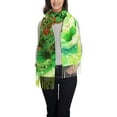 thumbnail image 4 of Foulard à Franges pour Femmes, Art Aquarelle Vert Long Châle, Léger et Chaud, 4 of 6