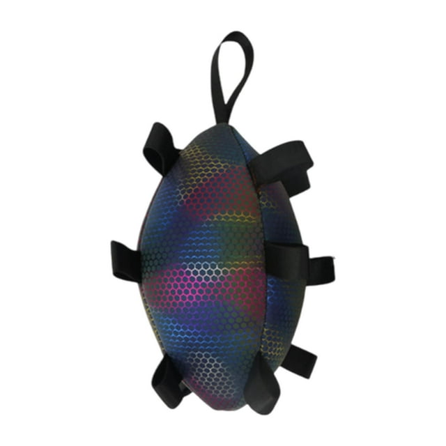 jinwen Dog Rugby Football Toy Bite Resistant Training Toy for Game Training Chasing Black Reflective
