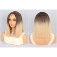 thumbnail image 3 of Unique Bargains Lace Front Wigs for Women 14" Brown Gradient Blonde Medium Long Straight Hair with Wig Cap, 3 of 8
