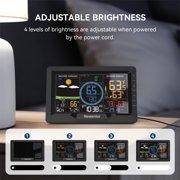 Newentor Weather Station with Solar Powered Outdoor Sensor, 6-in-1 Weather Station with Color Display for Temperature Humidity, Rain Gauge, Wind Speed, Weather Forecast (No Wifi)