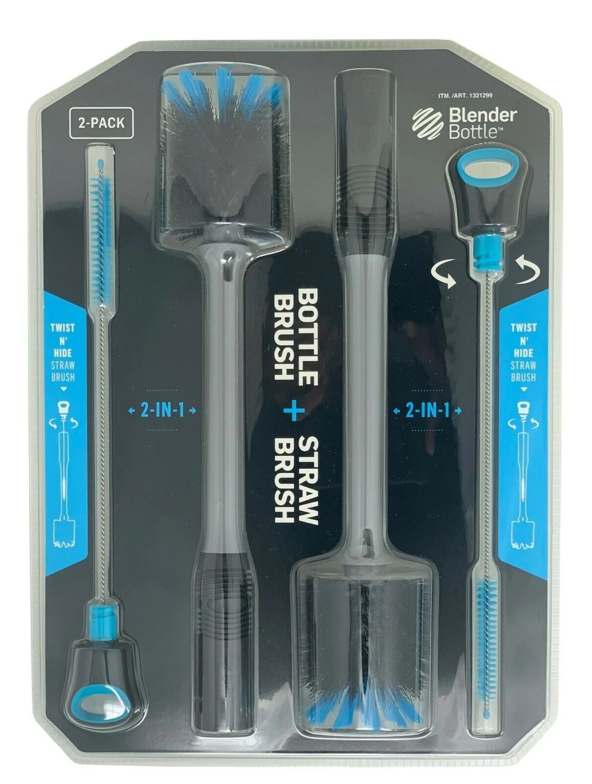 BLENDER BOTTLE 2IN1 BOTTLE BRUSH & STRAW BRUSH 4 PACK