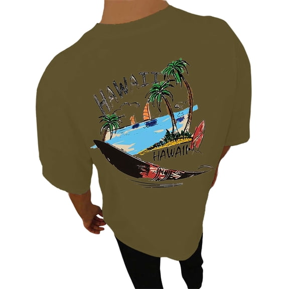 Bibifish Mens T-Shirts Loose Fit Landscape Graphic Print Tshirts Street Style Fall Casual Short Sleeve Tee Tops