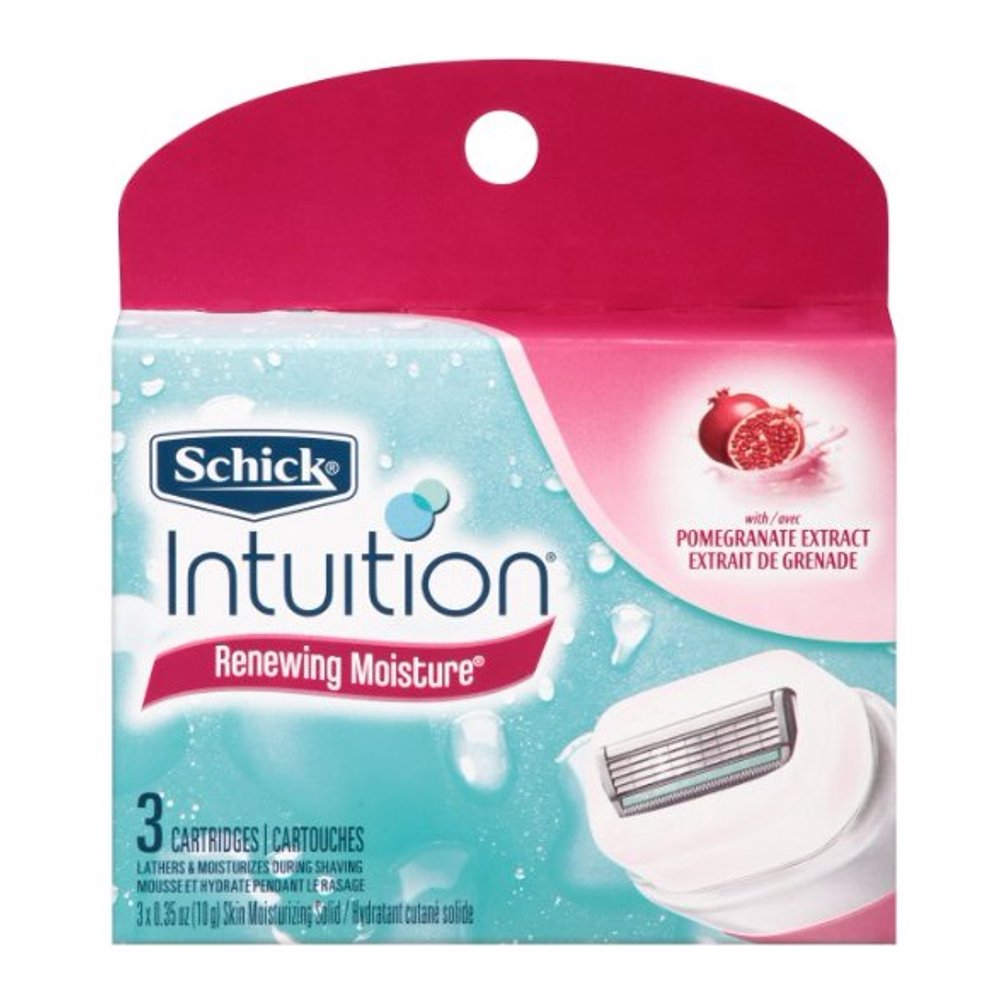 Schick Intuition Plus Renewing Moisture Razor Refill Pomegranate, 3