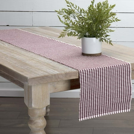 Burgundy Red Farmhouse Tabletop Kitchen Tara Cotton Plaid Rectangle 13x72 Runner