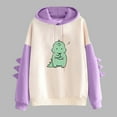 thumbnail image 2 of Women Dinosaur Print Hooded Drawstring Sweatshirt Pullover Headband Sweatshirt Hooded Sweater, 2 of 5