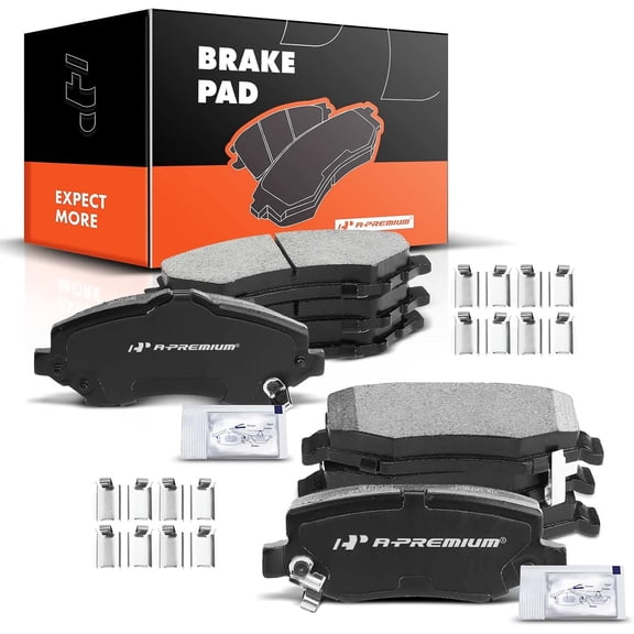 A-Premium Front and Rear Ceramic Brake Pads Set Compatible with Dodge and Jeep Models - Nitro 2007-2011, Liberty 2008-2012, Wrangler 2007-2017, Wrangler JK 2018, with Hardware, 8-Pack