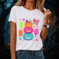 thumbnail image 2 of mgoYE Halloween Tshirts Women Plus Size Halloween Printed Short Sleeve T Shirts, Pumpkin Womens T Shirts(White,2XL), 2 of 9