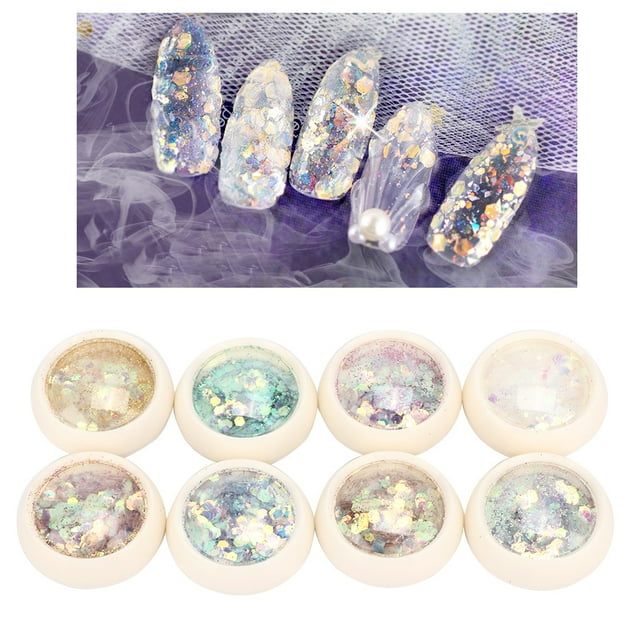 Lentejuelas Brillantes Para Uñas, 8 Colores, Calcomanías Para Bricolaje, Decoración, Arte De Uñas, Accesorio De Bricolaje, Lentejuelas Para Uñas, Para Salón De Arte De Uñas