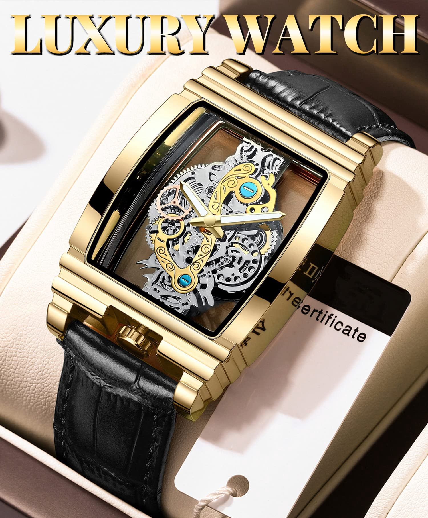 Skeleton Watch for Men - Leather, 30M Water Resistant, Luminous Markers | Stylish Business Watch
