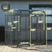 Walnest Large Walk-in Cage 77-inch Heavy Duty Bird Cage Outdoor Diamond Grid Aviary Parrot Cage with 2 Feeding Bowls(Sliver)