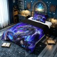 thumbnail image 3 of meiyoeat Magic Dragon Wildlife Twin Comforter Sets for Boys, Futuristic City Bedding Set, Purple Blue, Black Reversible, 2-Piece, 1 Comforter and 1 Pillowcase, 3 of 5