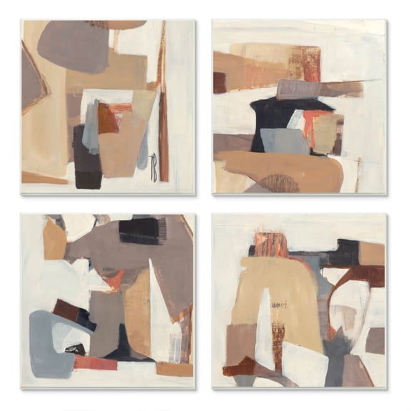 Stupell Industries Collage of Abstract Neutral Shapes Brown Black Design by Terri Burris