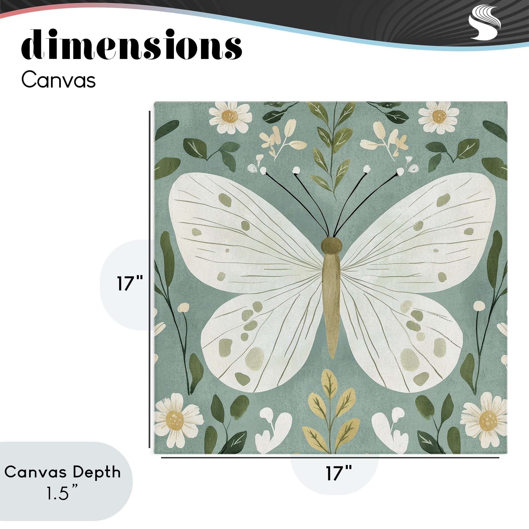 Stupell Industries Teal Butterfly Garden with Daisies Canvas Wall Art, design by Petal Prints Design