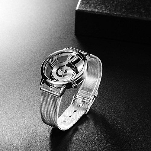 2022 New Musical Note Hollow Stainless Steel Mesh Strap Quartz Unisex Fashion Wrist Watch