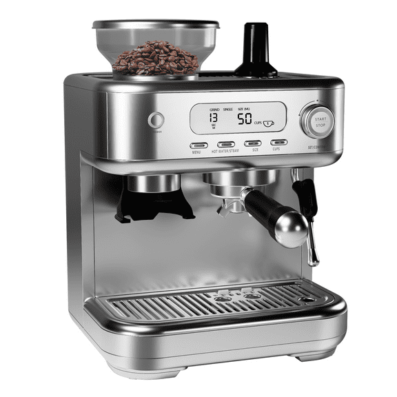 15 Bar Espresso Machine with Built-in Grinder & Milk Frother – PID Temperature Control
