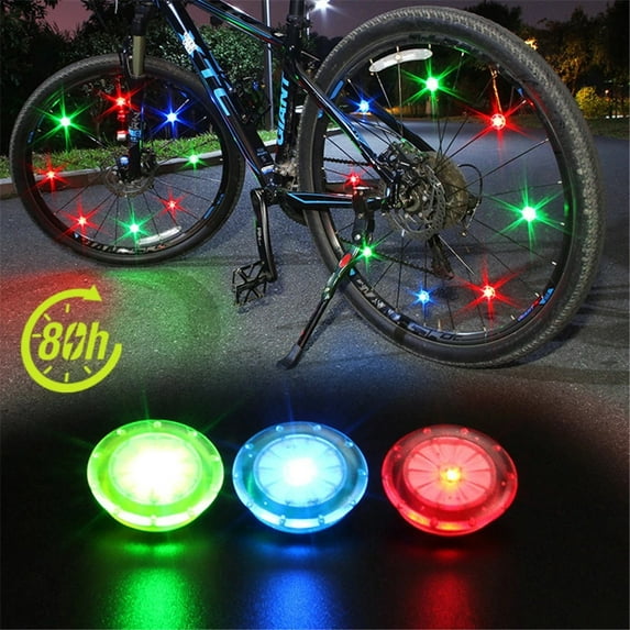 Tianlaimei 2Pcs Green LED Flashing Bicycle Cycling Wheel Spoke Signal Light Round for Bike Tool Waterproof