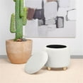thumbnail image 3 of Pemberly Row Modern Fabric Upholstered Round Storage Ottoman Ivory, 3 of 7