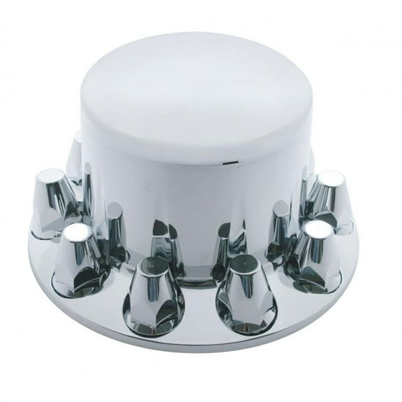 (2) Chrome Plastic Semi Truck Rear Wheel Axle Hub Covers / 33mm / Removable Caps