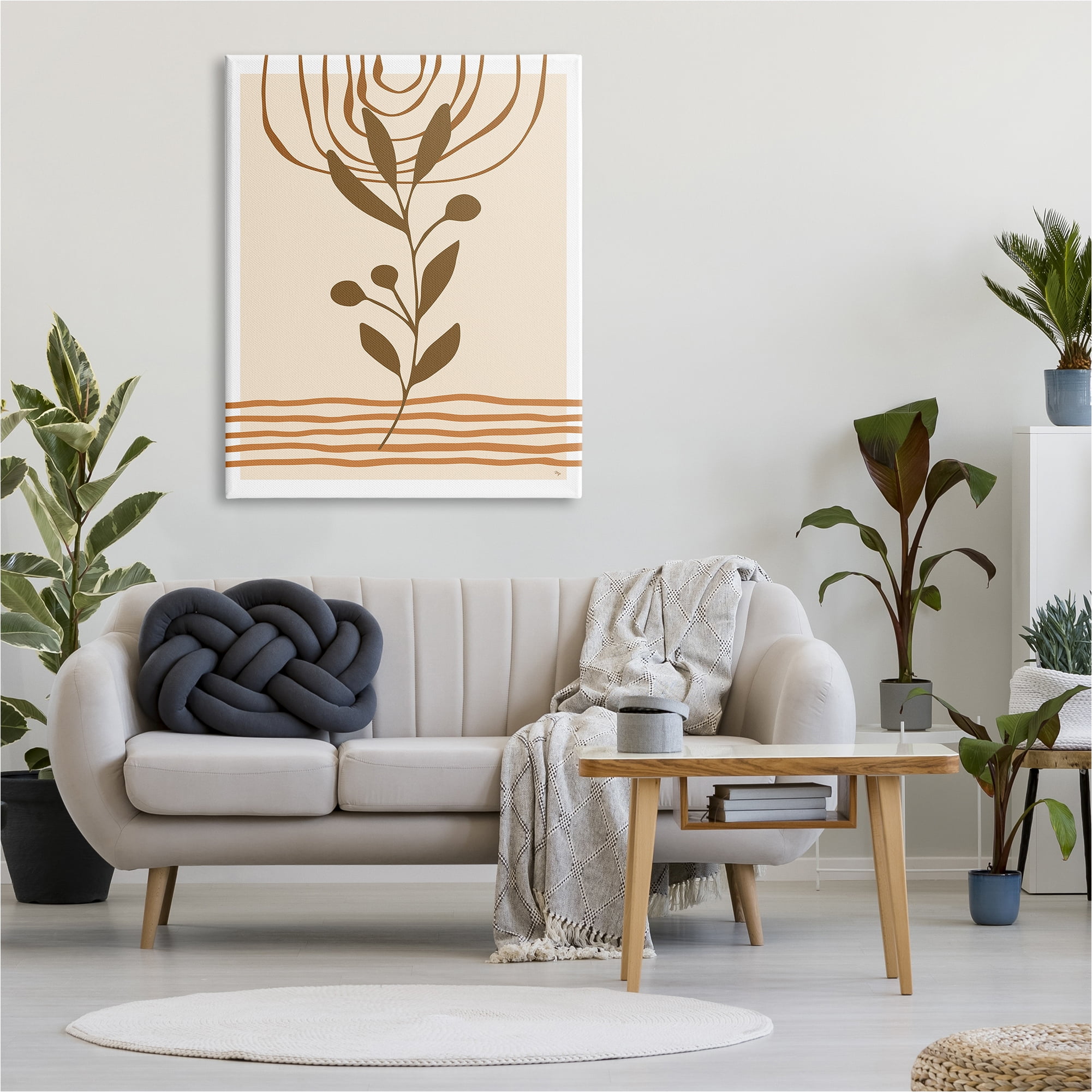 Stupell Industries Boho Leaf Sprig Botanical & Floral Painting Gallery Wrapped Canvas Art Print Wall Art, 36 x 48
