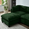 thumbnail image 2 of 96.5" Sectional Couch for Living Room, Upholstered Soft Chenille Fabric Sofa, 3-Seater with One Ottoman L Shape Sofa (Green), 2 of 11