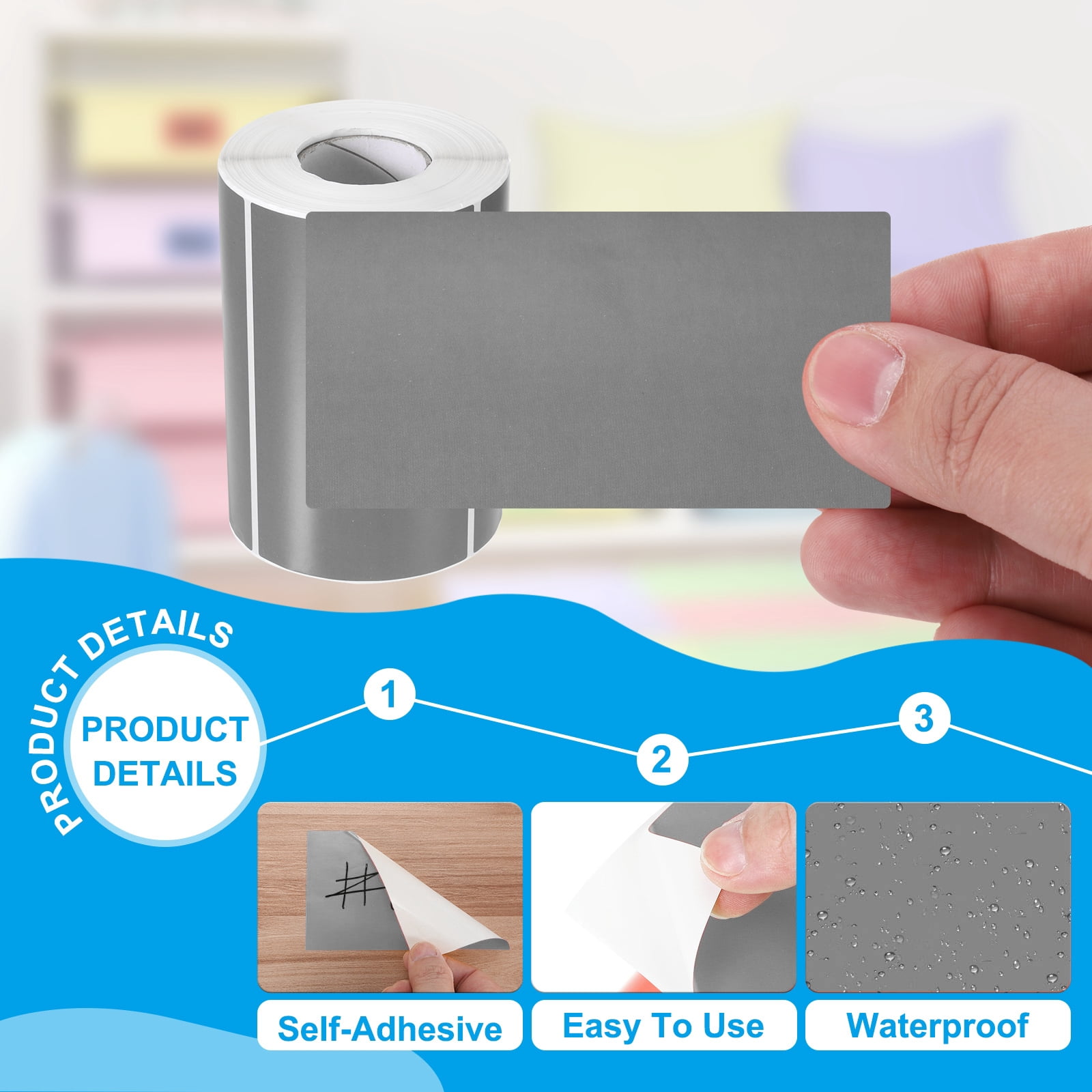 Uxcell Rectangular Color Coding Labels, 500 Pcs 5 x 3 Inch Rectangle Labels Sticker Self-Adhesive Name Tags, Gray