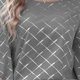 thumbnail image 3 of Blusa de manga corta con cuello redondo y volantes para mujer, camisa estampada, camisa holgada de verano, gris XXL, 3 of 6