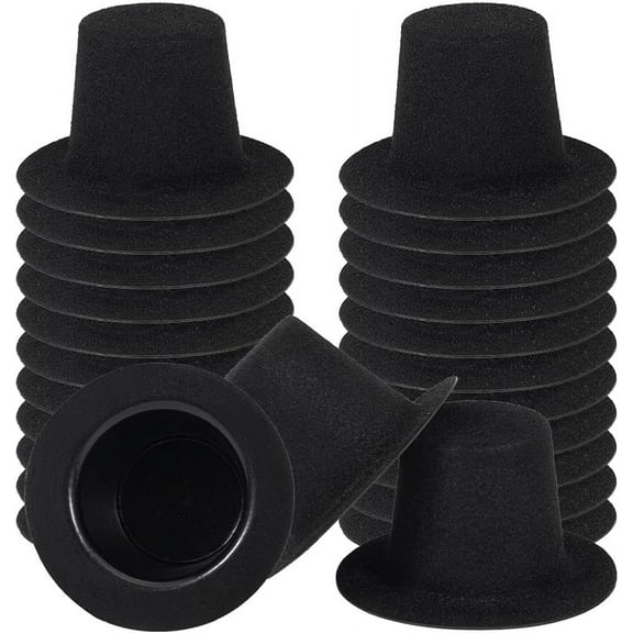 70Pcs Black Mini Top Hats 24mm/0.94 Inch Mini Formal Hats Plastic Miniature Hats