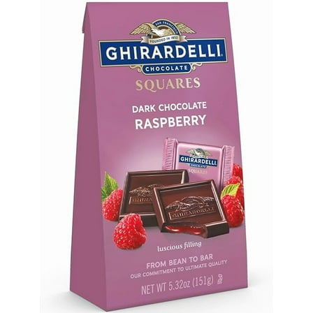GHIRARDELLI Dark Chocolate Raspberry Squares, 5.32 Oz Bag