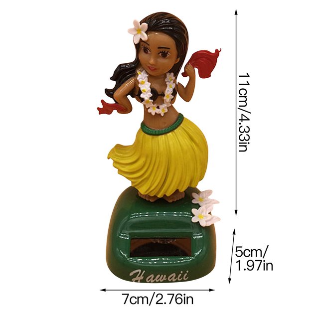 Muñeca hawaiana con cabeza temblorosa que funciona con energía solar para decoración de coche