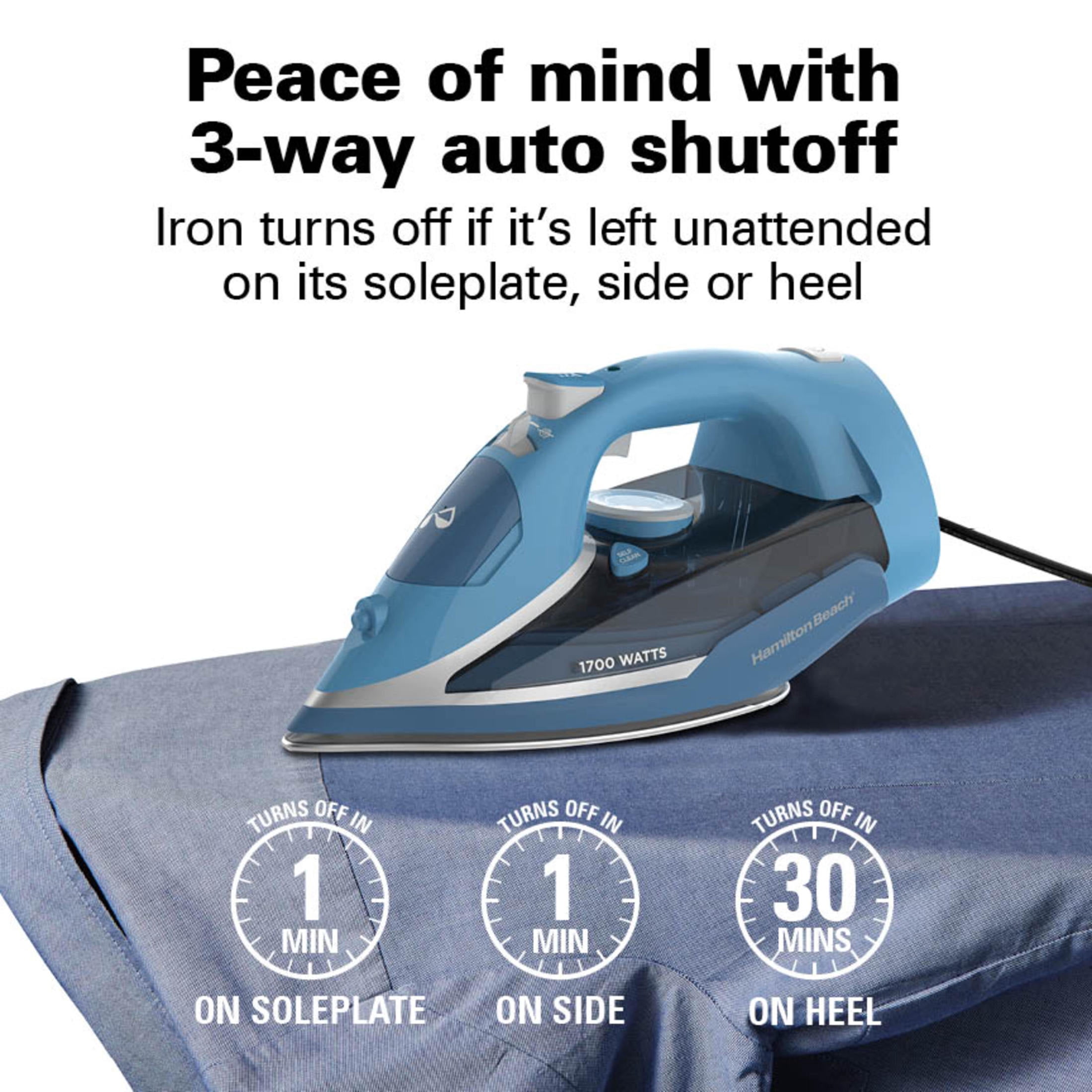 Hamilton Beach Clothing Iron, Steam Iron for Clothes with Stainless Steel Soleplate & Retractable Cord