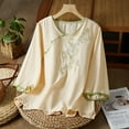 thumbnail image 2 of Women Blouses Raglan Tee Casual Short Sleeve Top Lace Women Pack of Long Sleeve Shirts Long Womens Tops Tunic Shirt Ladies Button Front Shirts Cute Summer Top Teen Fitted V Neck Big Button Yellow 2XL, 2 of 7