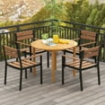 thumbnail image 5 of Costway Patio Dining Table Acacia Wood Round Outdoor Bistro Table 4-Person for Deck Lawn, 5 of 11