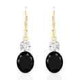 thumbnail image 2 of Rosec Jewels Oval Shape Lab Grown Black Diamond Drop Earrings with Moissanite for Women - 8 Carat, 14K Yellow Gold, 2 of 6